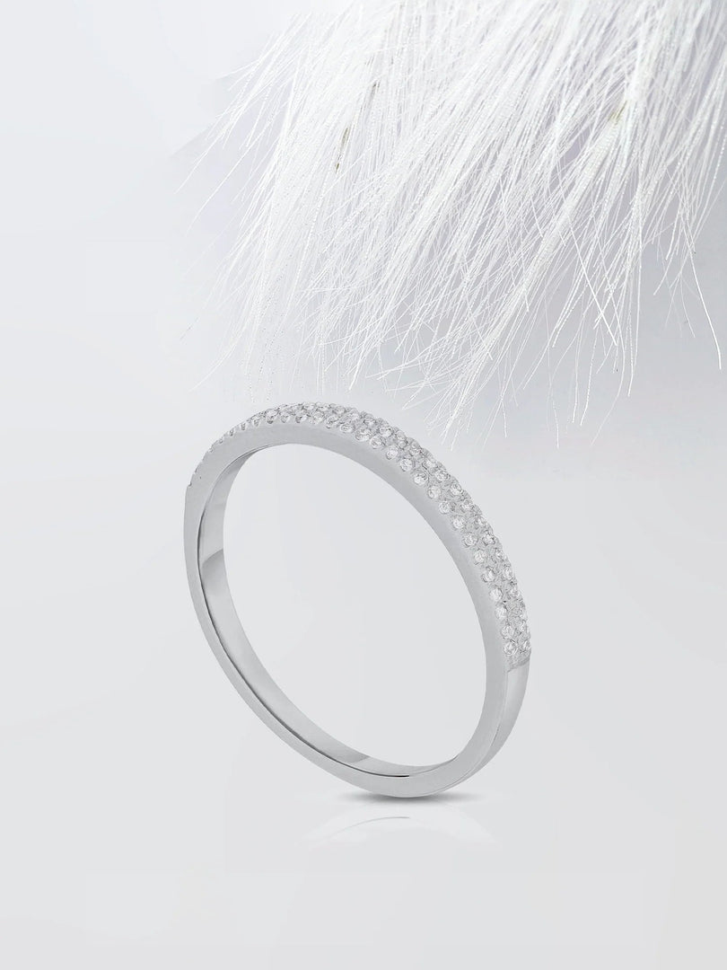 Round Cut Moissanite Double Row Diamond Wedding Band Mapple Gems