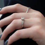 Load image into Gallery viewer, Elegant White Gold Hidden Halo Promise Ring for Women