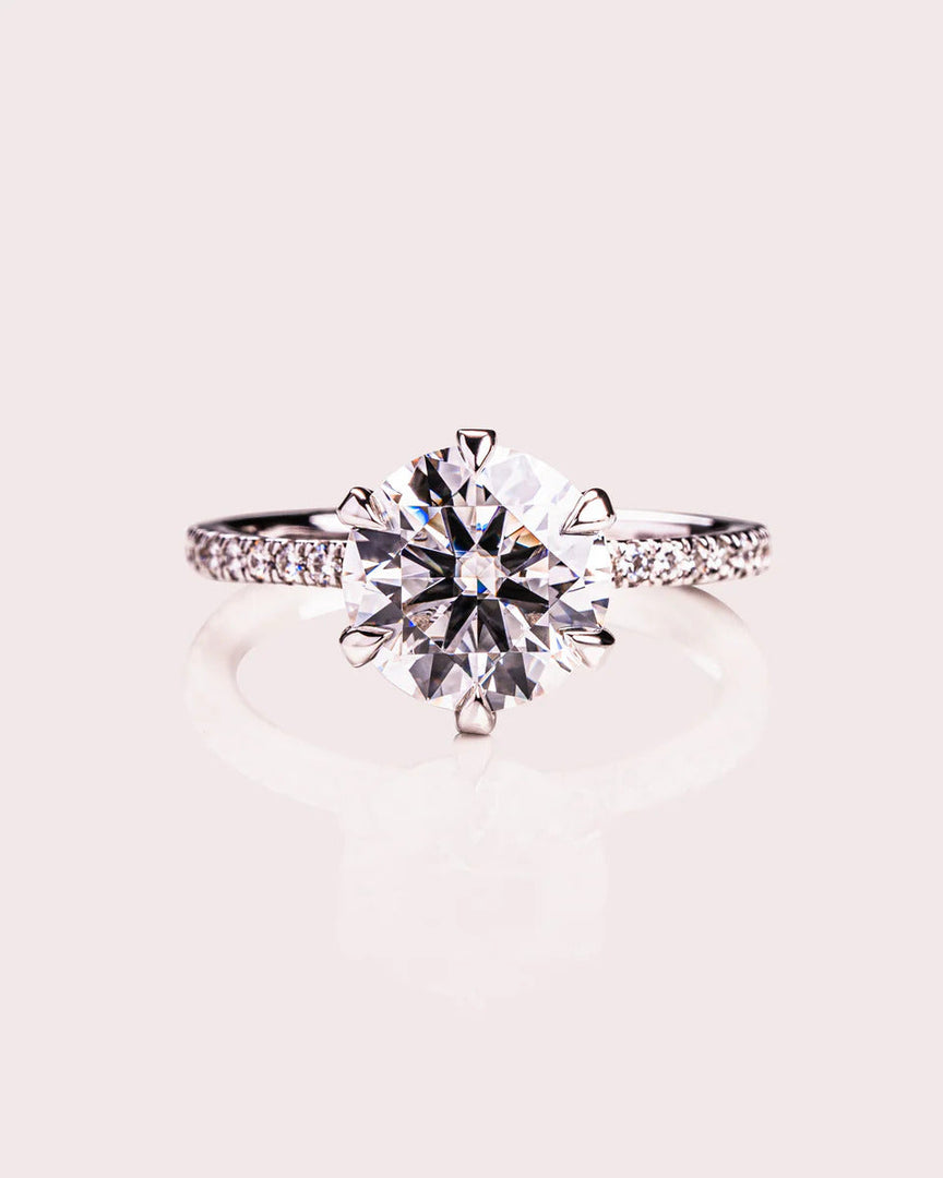 Round Cut Moissanite Solitaire Engagement Ring