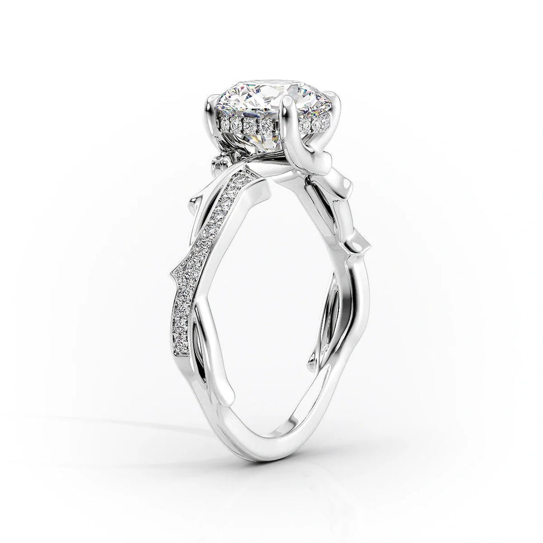 Handmade Pave Setting Moissanite Bridal Ring, White Gold