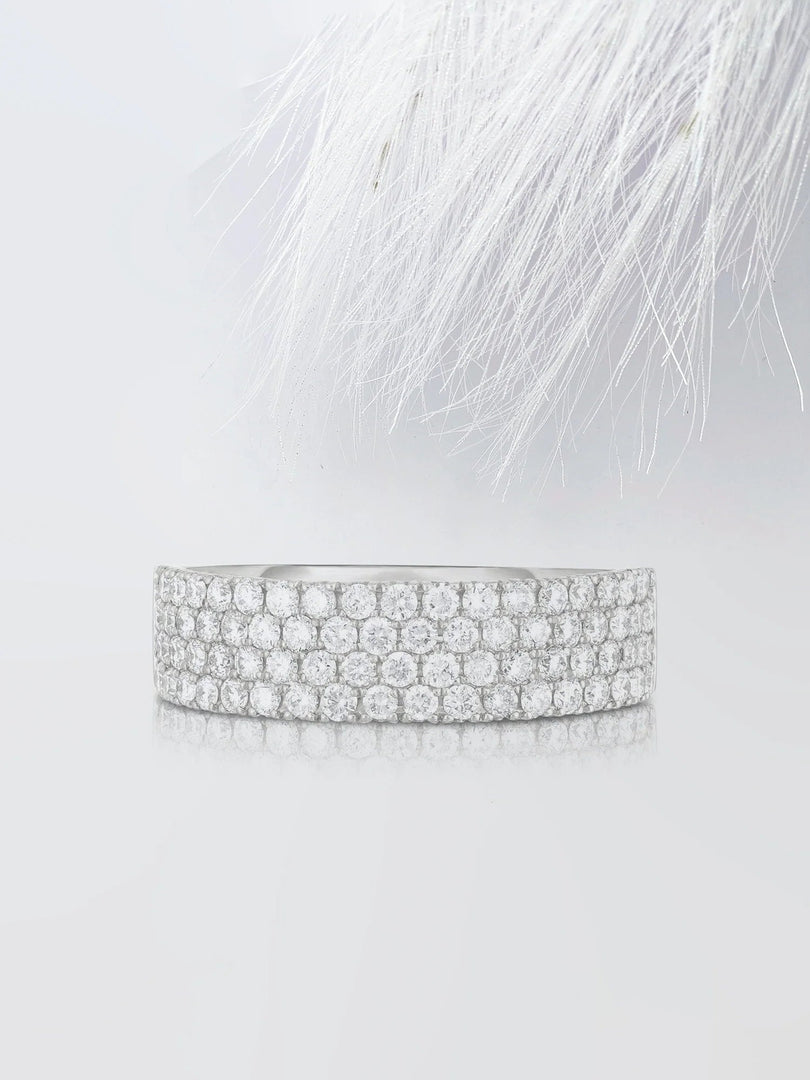 Round Cut Moissanite Four Row Diamond Wedding Band Mapple Gems