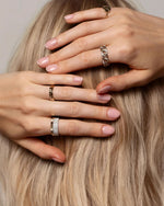 Load image into Gallery viewer, Round Cut Moissanite Four Row Diamond Wedding Band Mapple Gems