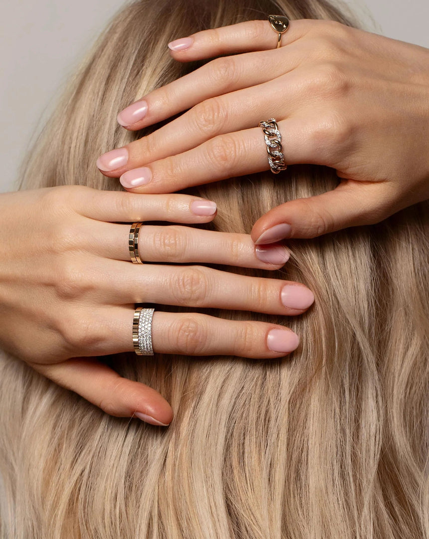 Round Cut Moissanite Four Row Diamond Wedding Band Mapple Gems