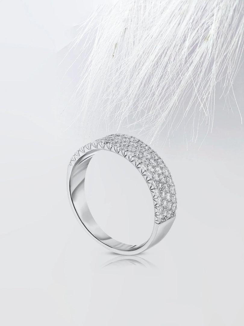 Round Cut Moissanite Four Row Diamond Wedding Band Mapple Gems