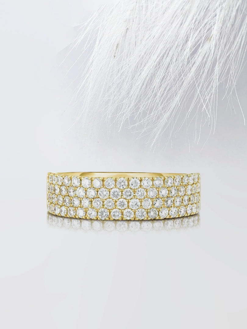 Round Cut Moissanite Four Row Diamond Wedding Band Mapple Gems