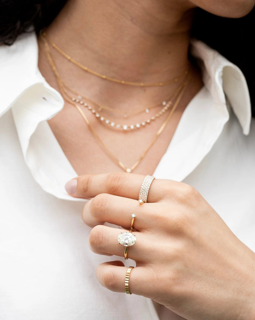 Round Cut Moissanite Four Row Diamond Wedding Band Mapple Gems