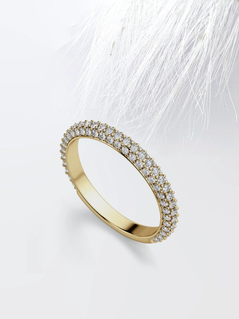 Round Cut Moissanite Micro Pave Diamond Wedding Band Mapple Gems