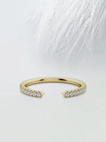 Load image into Gallery viewer, Round Cut Moissanite Open Diamond Wedding Band in Solid Gold Mapple Gems