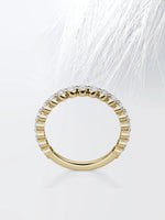 Load image into Gallery viewer, Round Cut Moissanite Shared Prong Diamond Wedding Band in Gold Mapple Gems