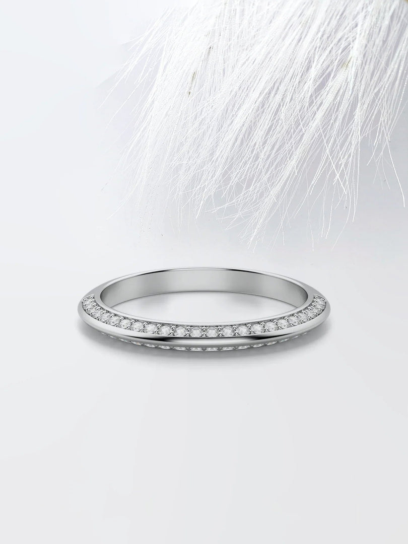 Round Cut Moissanite Two Row Eternity Diamond Wedding Band Mapple Gems
