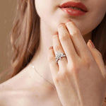 Load image into Gallery viewer, 2 CT Round Cut Moissanite Wedding Bridal Ring Set | Engagement Ring Mapple Gems