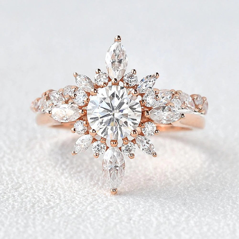 2 CT Round Cut Moissanite Wedding Bridal Ring Set | Engagement Ring Mapple Gems