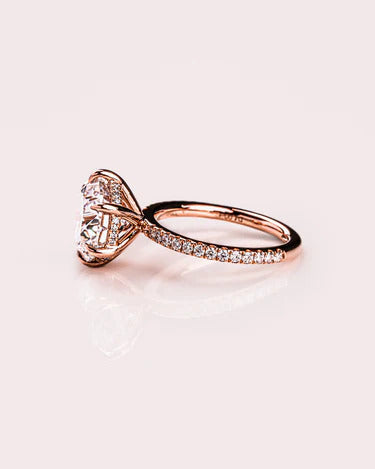Round Cut Moissanite Engagement Ring Vintage Art Deco Bridal Solitaire in Gold Mapple Gems