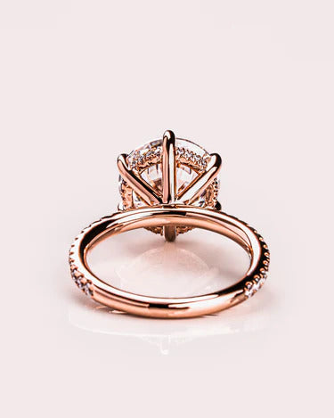 Round Cut Moissanite Engagement Ring Vintage Art Deco Bridal Solitaire in Gold Mapple Gems