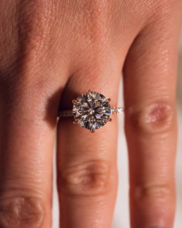 Round Cut Moissanite Engagement Ring Vintage Art Deco Bridal Solitaire in Gold Mapple Gems