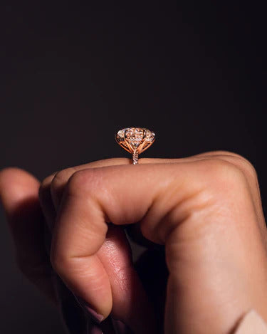 Round Cut Moissanite Engagement Ring Vintage Art Deco Bridal Solitaire in Gold Mapple Gems