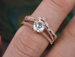 Load image into Gallery viewer, "1.5 Carat Moissanite Bridal Set – Solitaire Round Cut Engagement Ring with Matching Band"