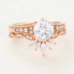 Load image into Gallery viewer, 2 CT Round Moissanite Milgrain Bridal Ring Set Vintage Engagement Ring Set Mapple Gems