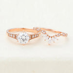 Load image into Gallery viewer, 2 CT Round Moissanite Milgrain Bridal Ring Set Vintage Engagement Ring Set Mapple Gems