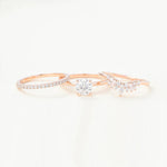 Load image into Gallery viewer, Round Moissanite Solitaire Bridal Wedding Ring Set Three Band Design Mapple Gems