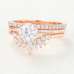 Load image into Gallery viewer, Round Moissanite Solitaire Bridal Wedding Ring Set Three Band Design Mapple Gems