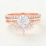 Load image into Gallery viewer, Round Moissanite Solitaire Bridal Wedding Ring Set Three Band Design Mapple Gems