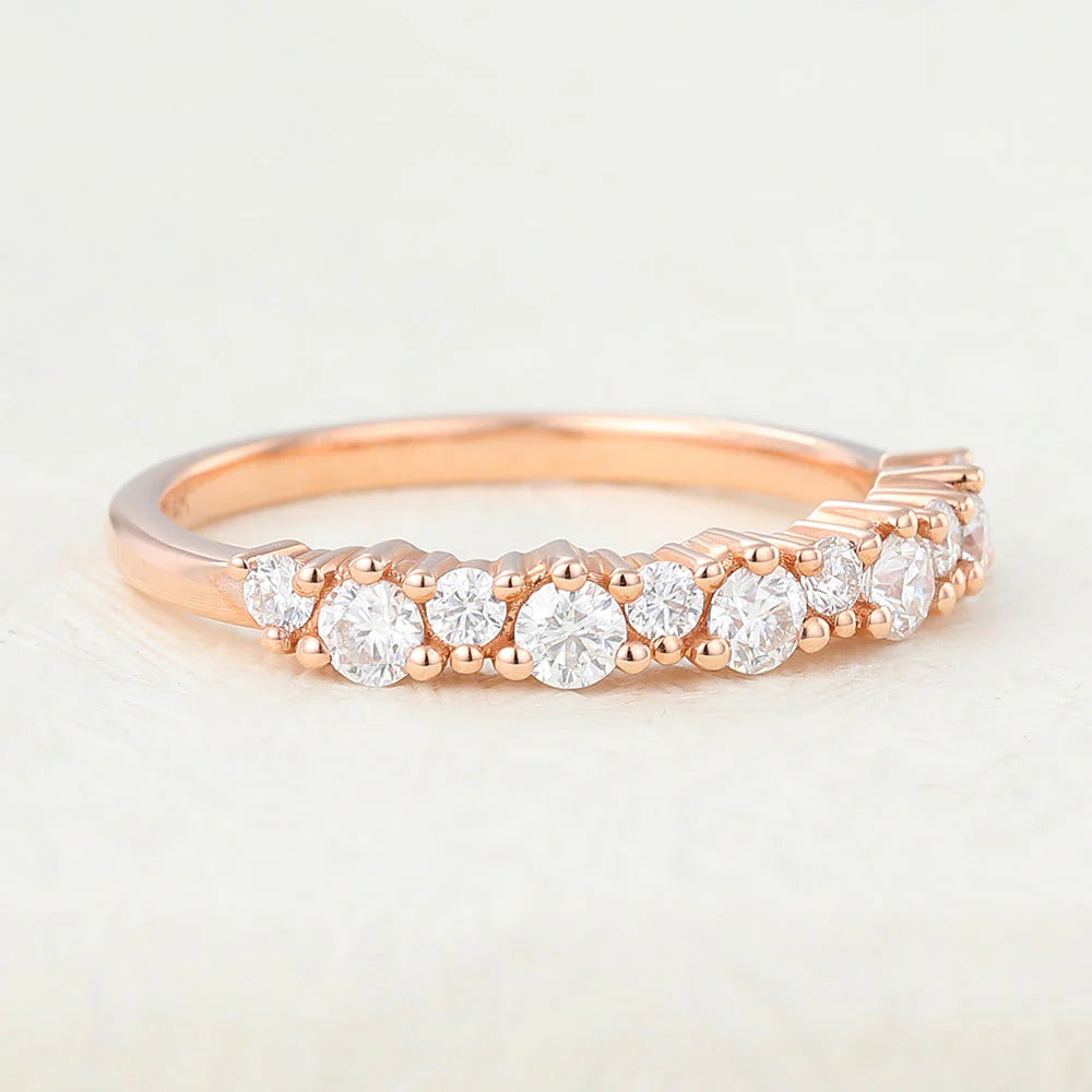 Round Shaped Moissanite Cluster Wedding Band Mapple Gems