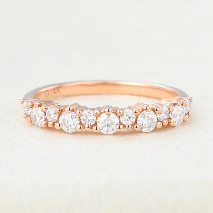 Round Shaped Moissanite Cluster Wedding Band Mapple Gems