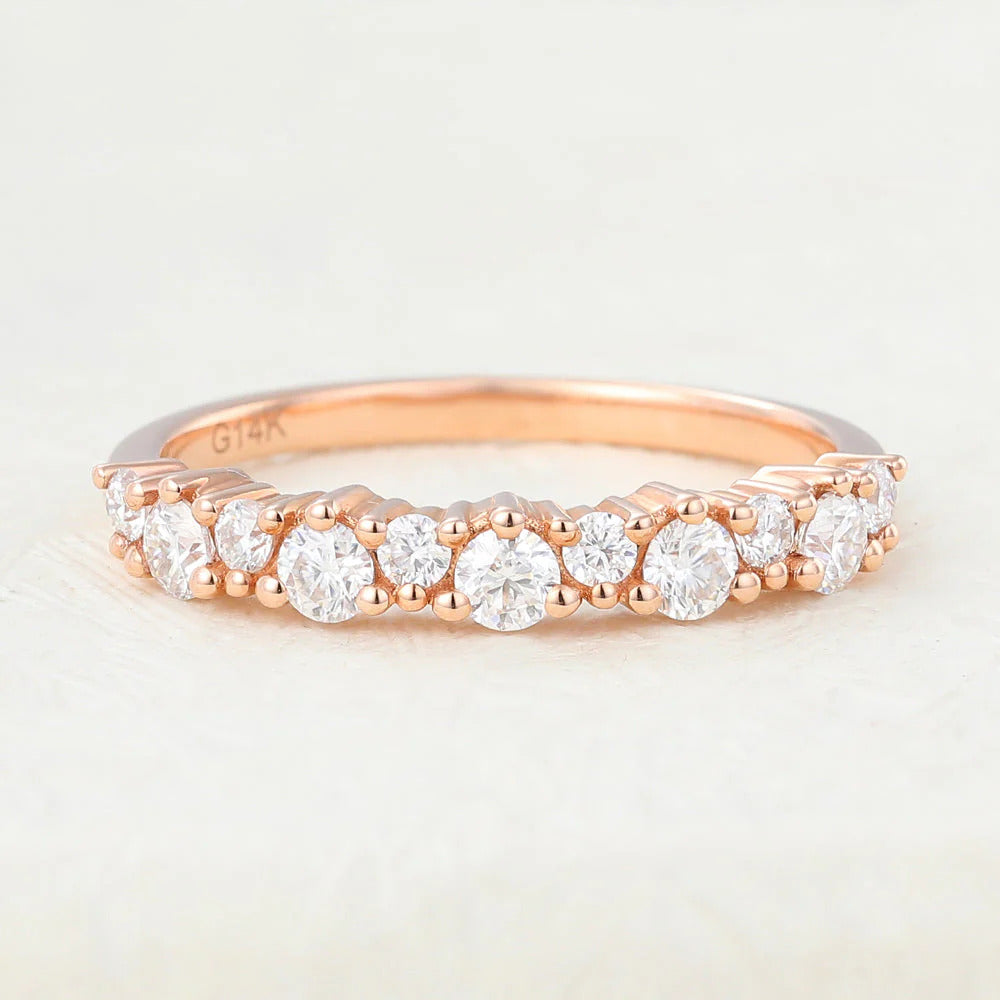 Round Shaped Moissanite Cluster Wedding Band Mapple Gems