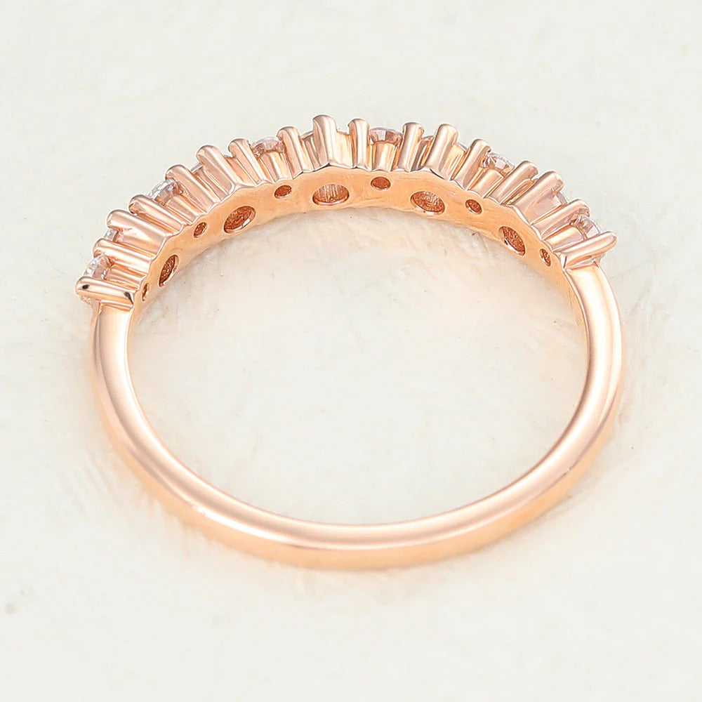 Round Shaped Moissanite Cluster Wedding Band Mapple Gems