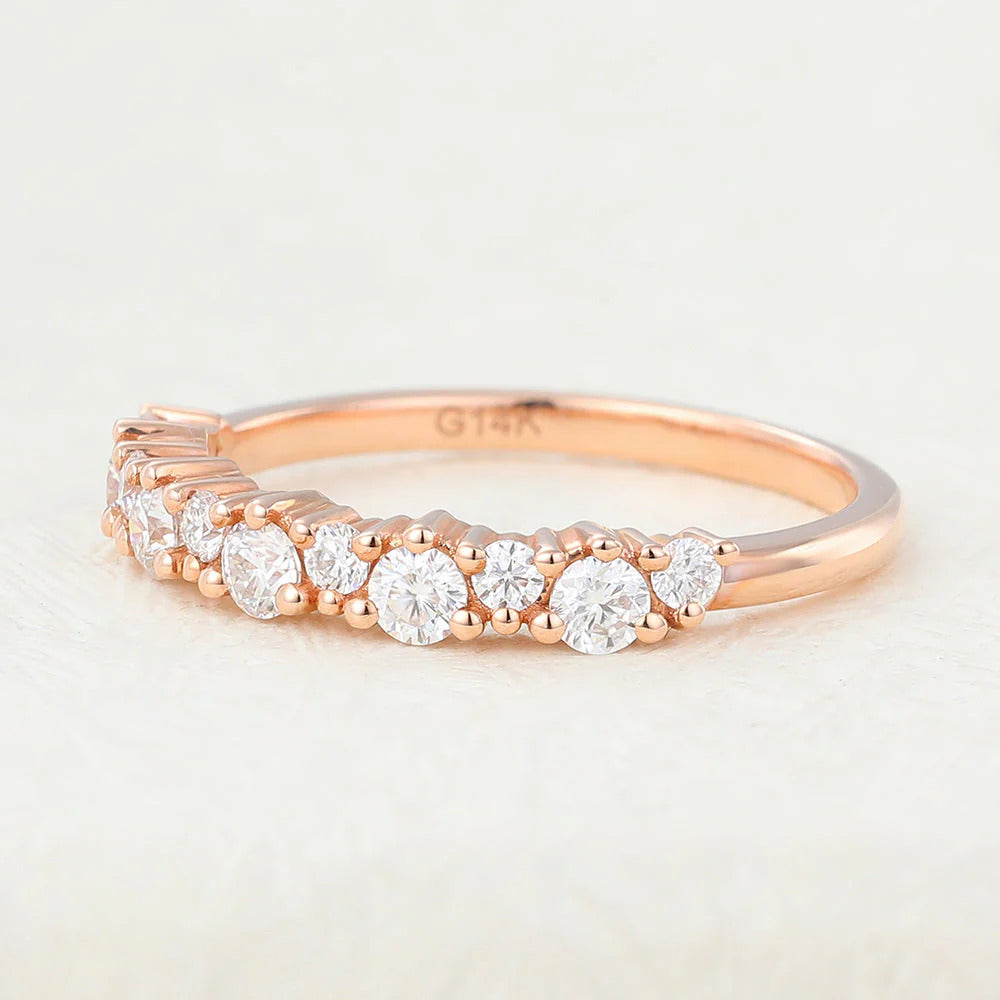 Round Shaped Moissanite Cluster Wedding Band Mapple Gems