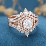 Load image into Gallery viewer, 2 CT Round Moissanite Double Halo Bridal Set Engagement Ring & Band Mapple Gems