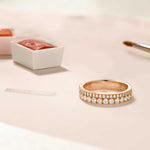 Load image into Gallery viewer, Round Shaped Moissanite Double Row Wedding Band Mapple Gems