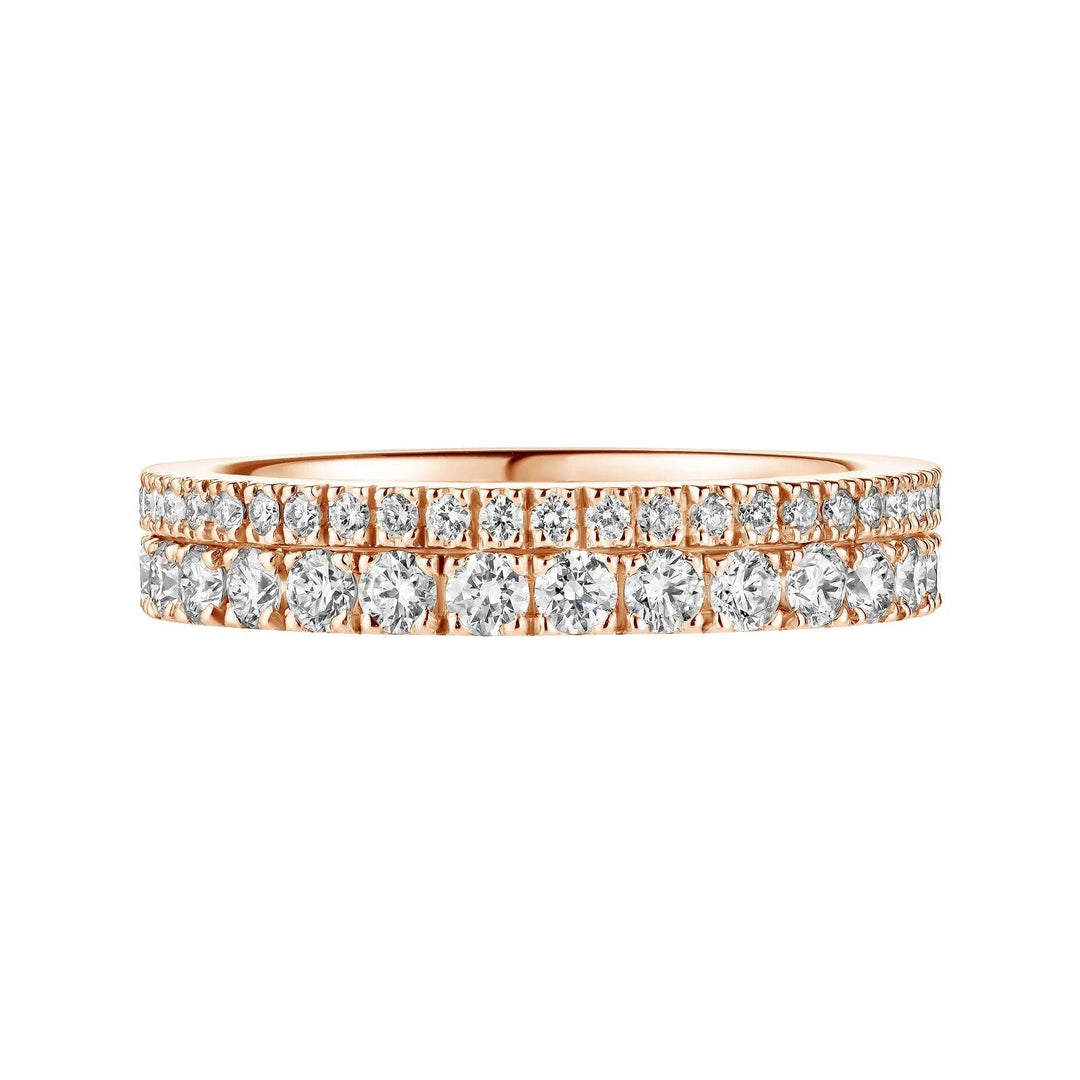 Round Shaped Moissanite Double Row Wedding Band Mapple Gems