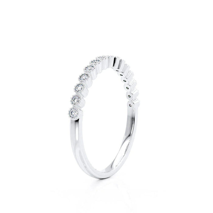 0.14 CT Round Shaped Moissanite Milgrain Style Wedding Band Mapple Gems