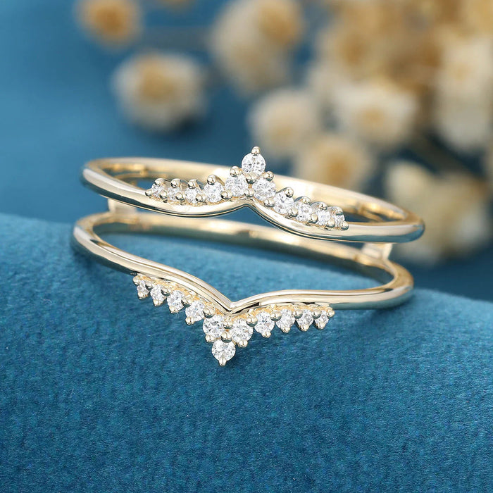 Round Shaped Moissanite Unique Wedding Band Mapple Gems