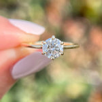 Load image into Gallery viewer, Round Cut Moissanite Cathedral Engagement Ring in White Gold