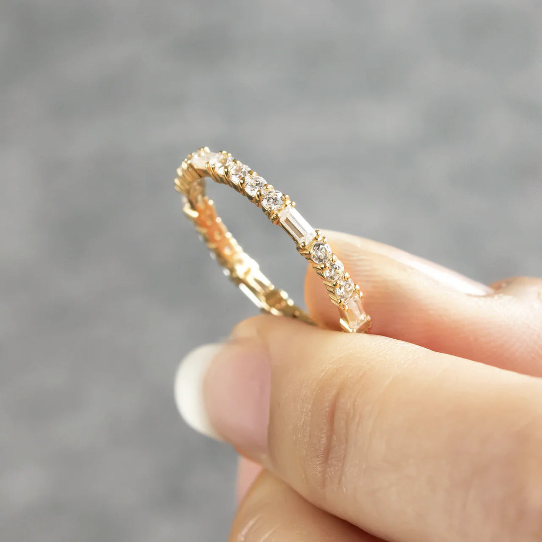 Round and Baguette Cut Full Eternity Wedding Band Mapple Gems