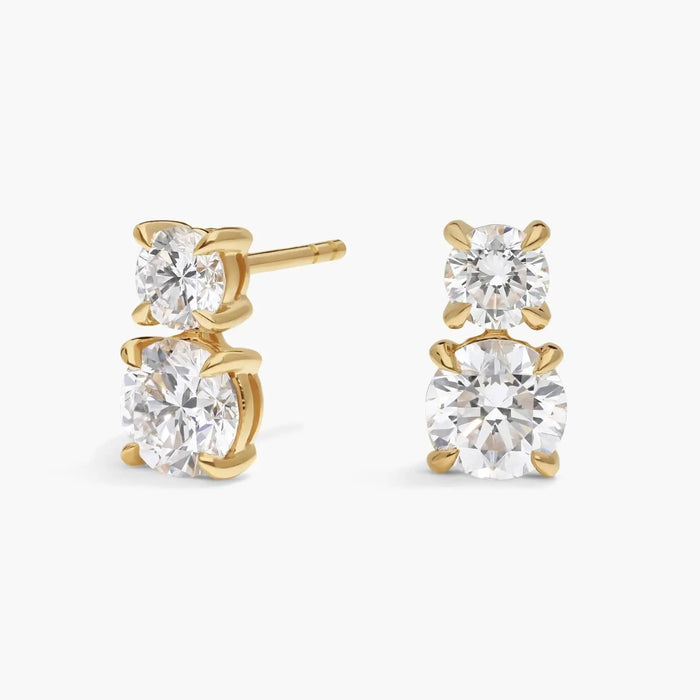 Toi Et Moi Moissanite Stud Earrings – Double Round Stone Diamond Alternative Earrings for Women | Two Stone Stud Earrings | Mapple Gems