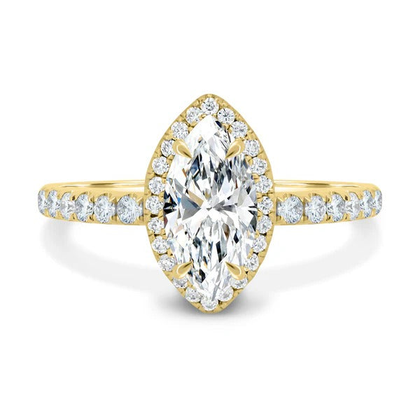 Marquise halo engagement ring view