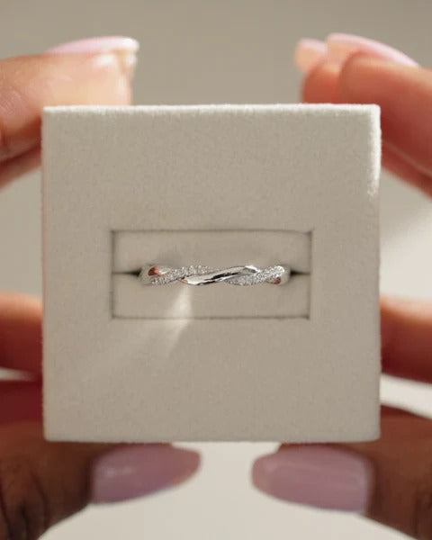 Twisted pave diamond wedding ring
