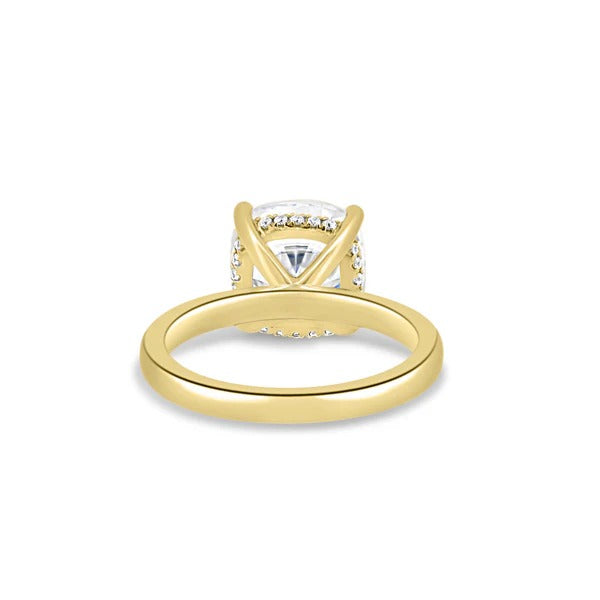 Cushion solitaire ring side view