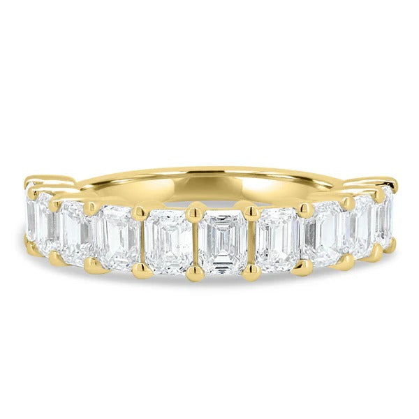 Emerald cut diamond basket set eternity ring