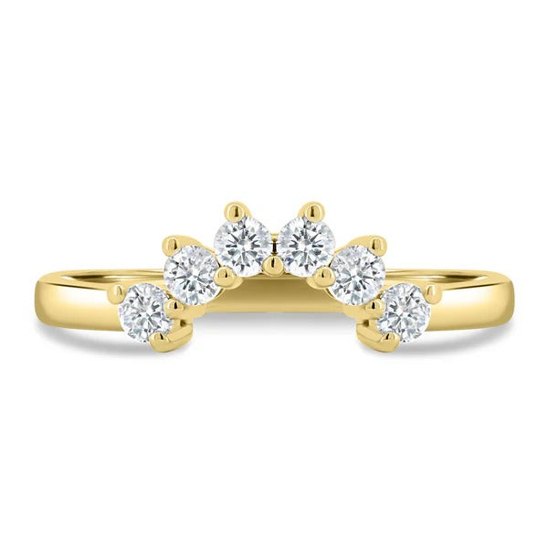 Curved diamond wedding band side view