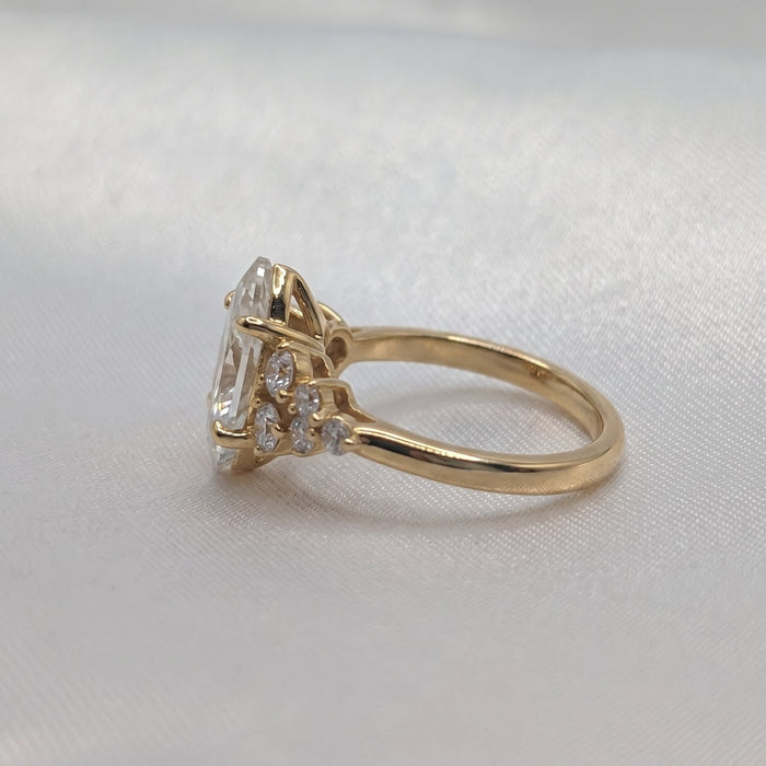 Marquise lab grown diamond vintage cluster engagement ring