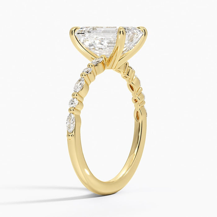 Profile view showing the open basket and accents set individually along the slim band