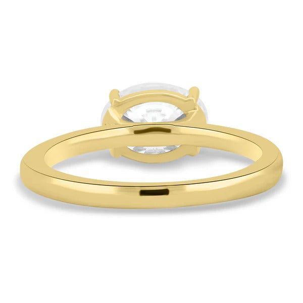 East west oval solitaire ring side view