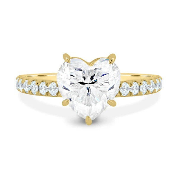 Heart solitaire pave ring side view