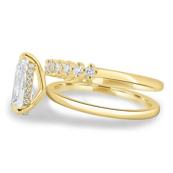 Pear double band ring side view