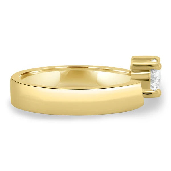 East west oval cigar band ring side view